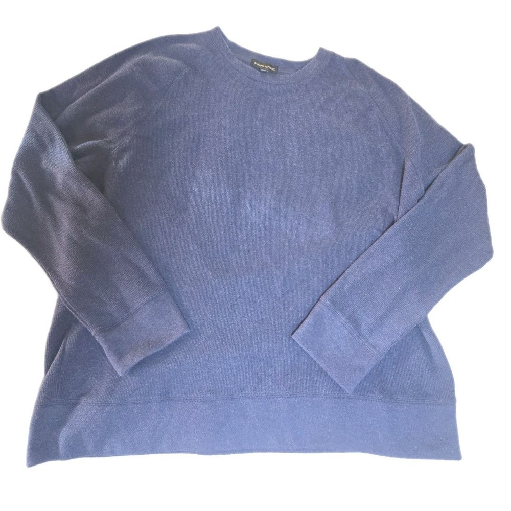 Banana Republic Waffle Knit Sweatshirt Men's XXL Blue Crewneck Pullover Thermal